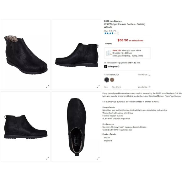 Skechers BOBS Chill Wedge Cruising Altitude Ankle Chelsea Boots 8 Slip On Bootie - Picture 2 of 10